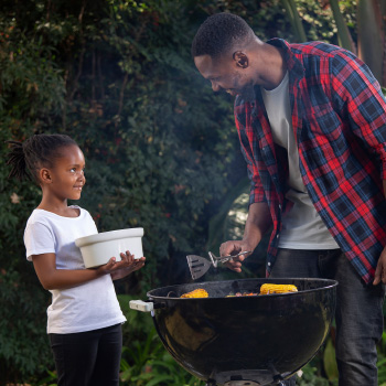 Image of a family grilling outdoors